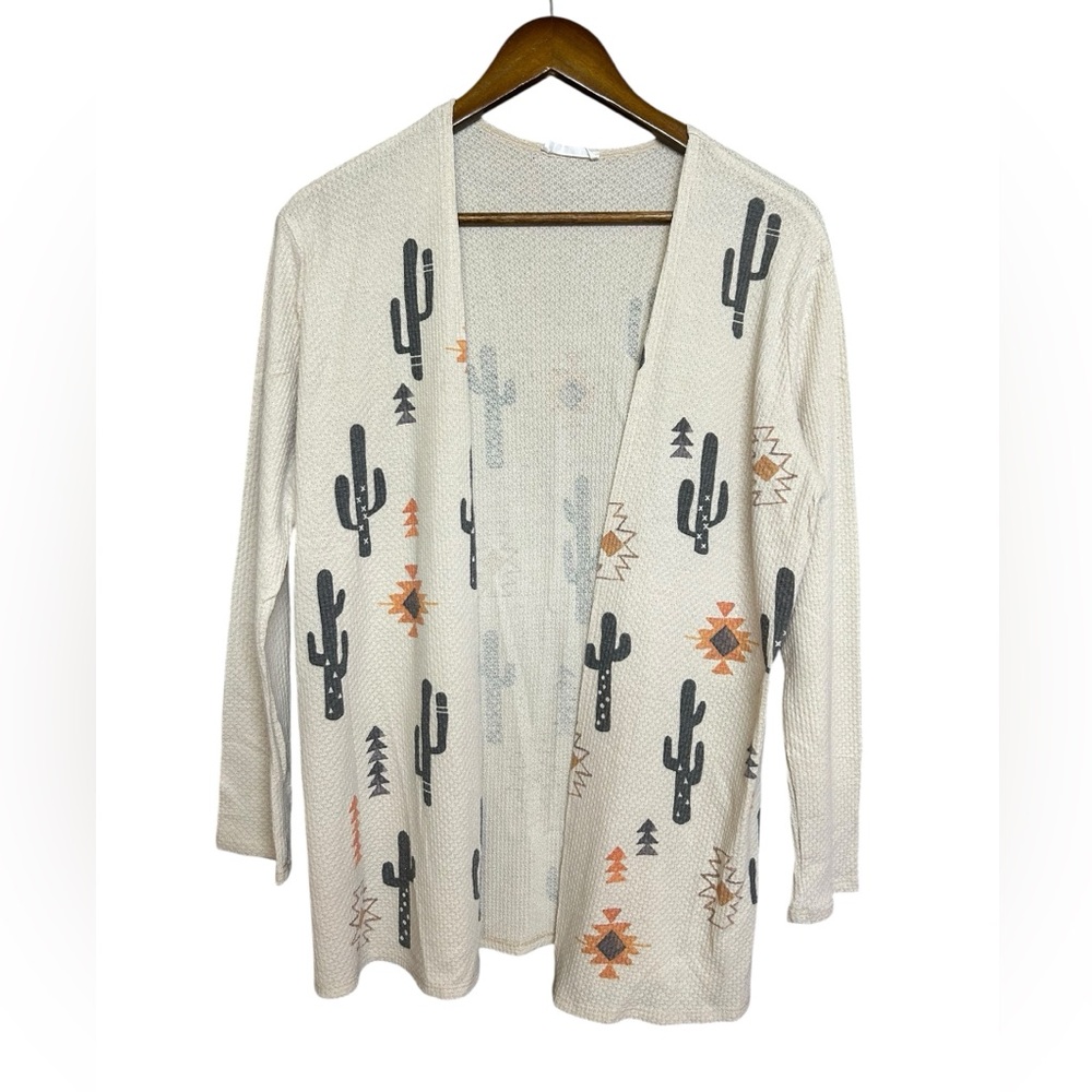 Phil Love Textured Cactus Print Cardigan Size S